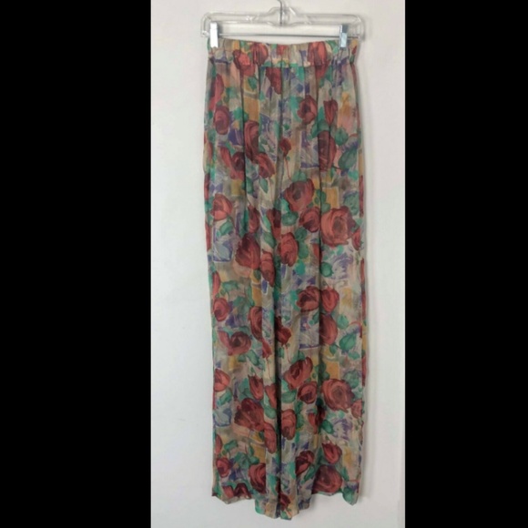 Isda Co Silk Wide Leg Sheer Festival Pant Floral - Picture 2 of 5